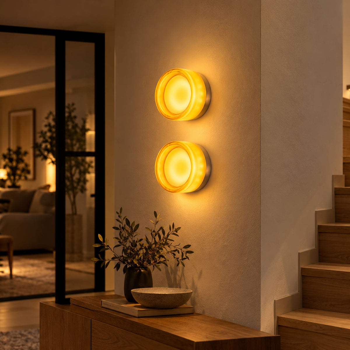 Wandleuchte Rondia - Runde LED-Wandleuchte mit Strukturglas