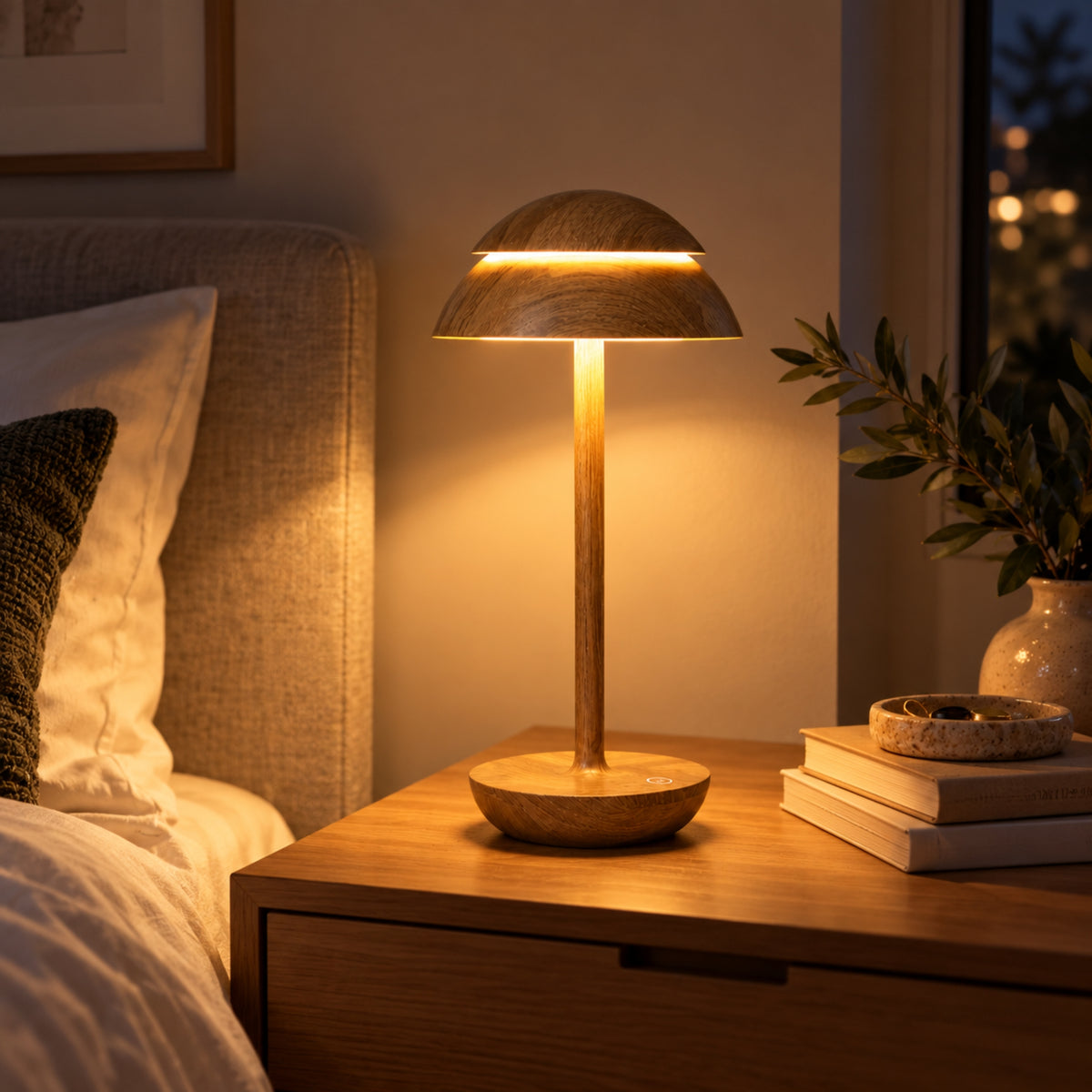 Tischlampe Ligna - Kabellos & Dimmbar im Skandi-Stil