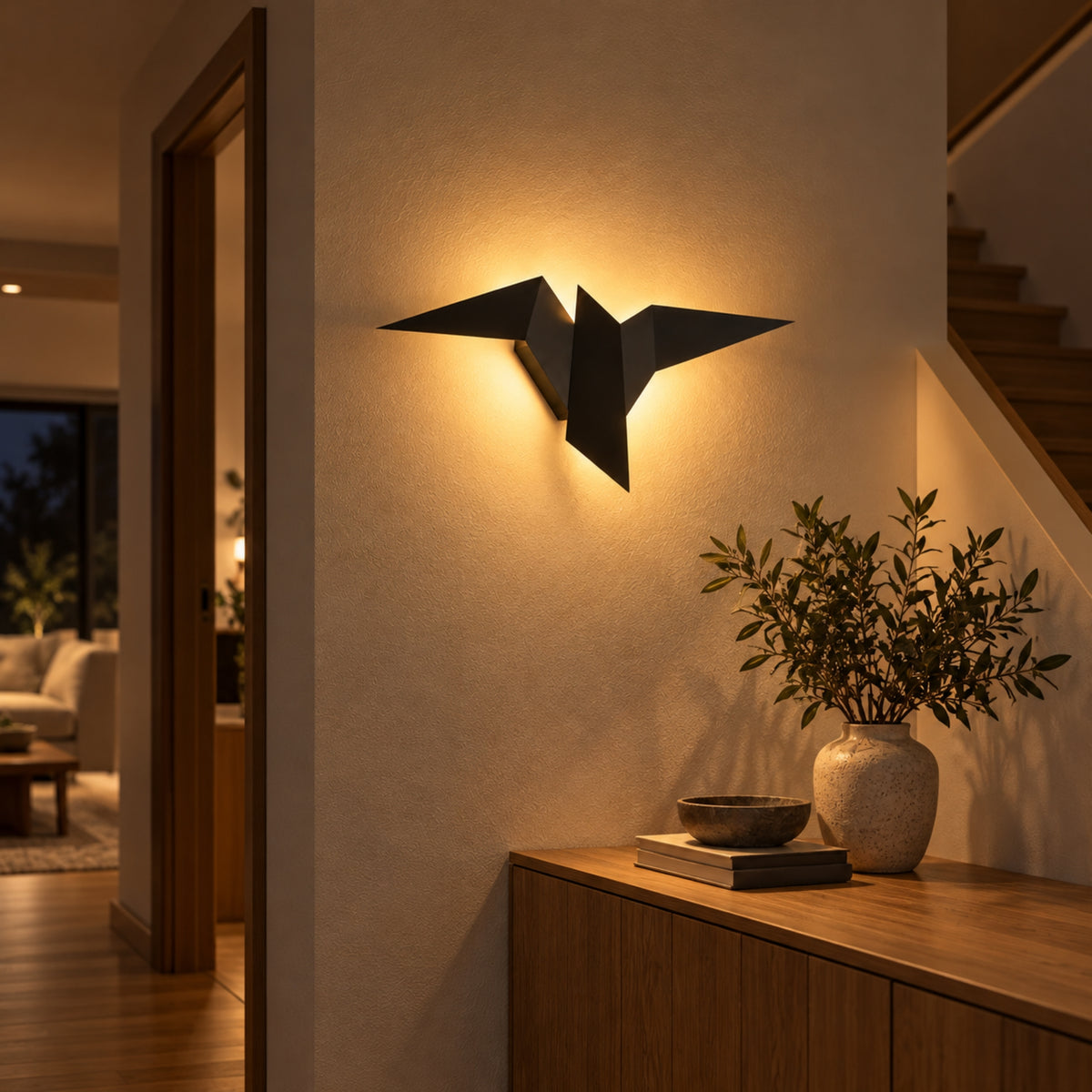 Wandleuchte Plumo - Geometrisches Vogel-Design im Origami-Stil