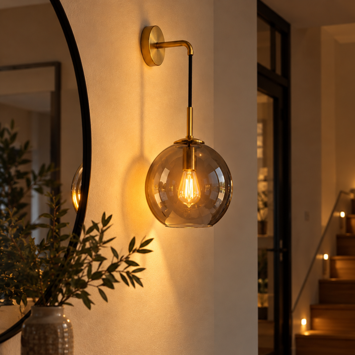 Wandleuchte Sfero - Glaskugel-Design in Gold oder Schwarz