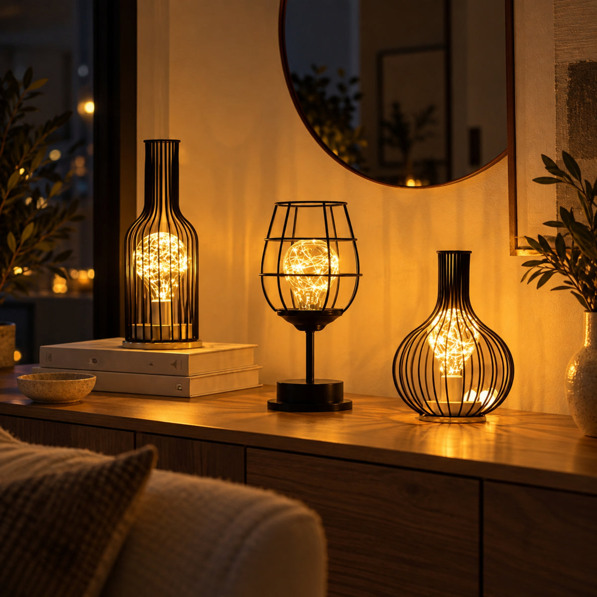 Tischlampe Lucera - Kabelloses 3-teiliges Lampenset mit skulpturalem Design