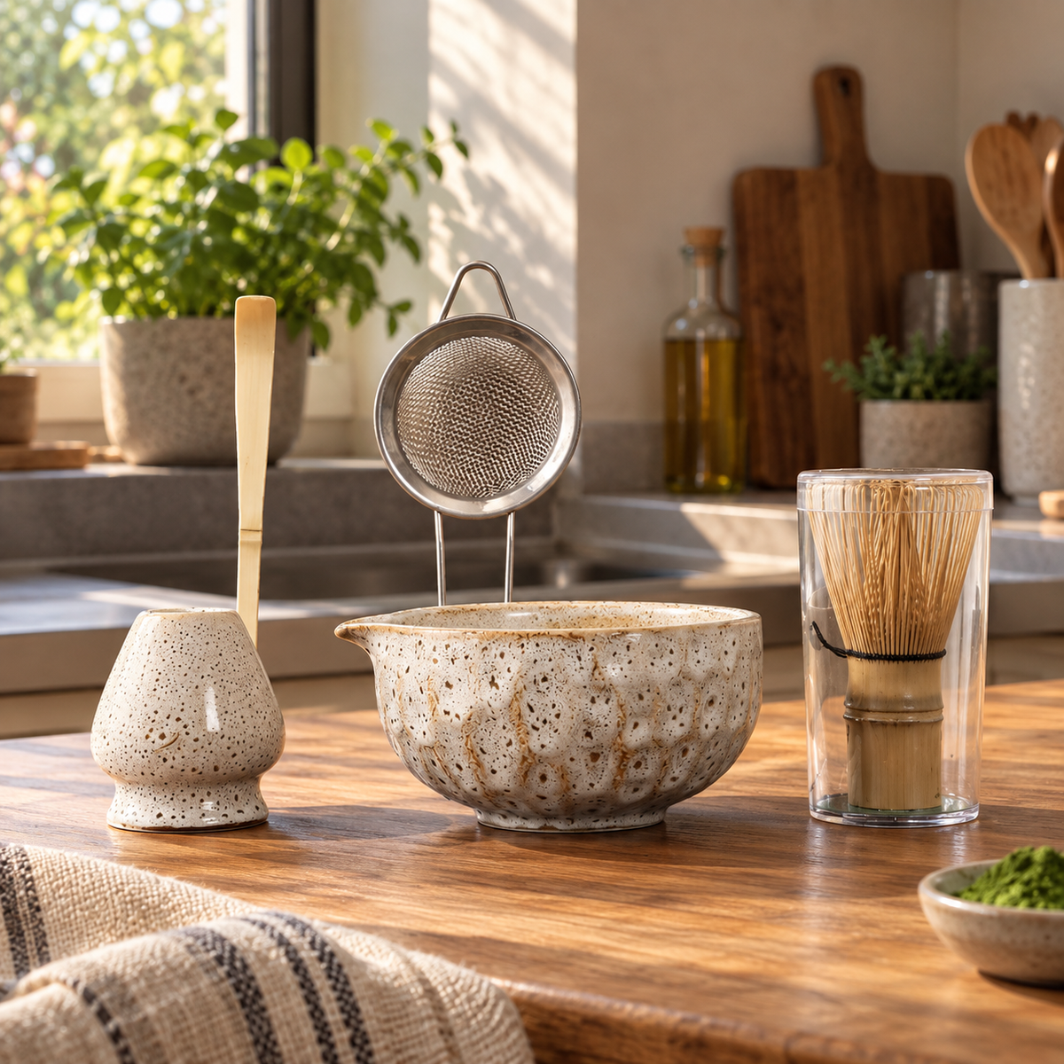 Matcha-Set Mirei - Handgefertigtes Japanisches Teeservice mit Bambuszubehör