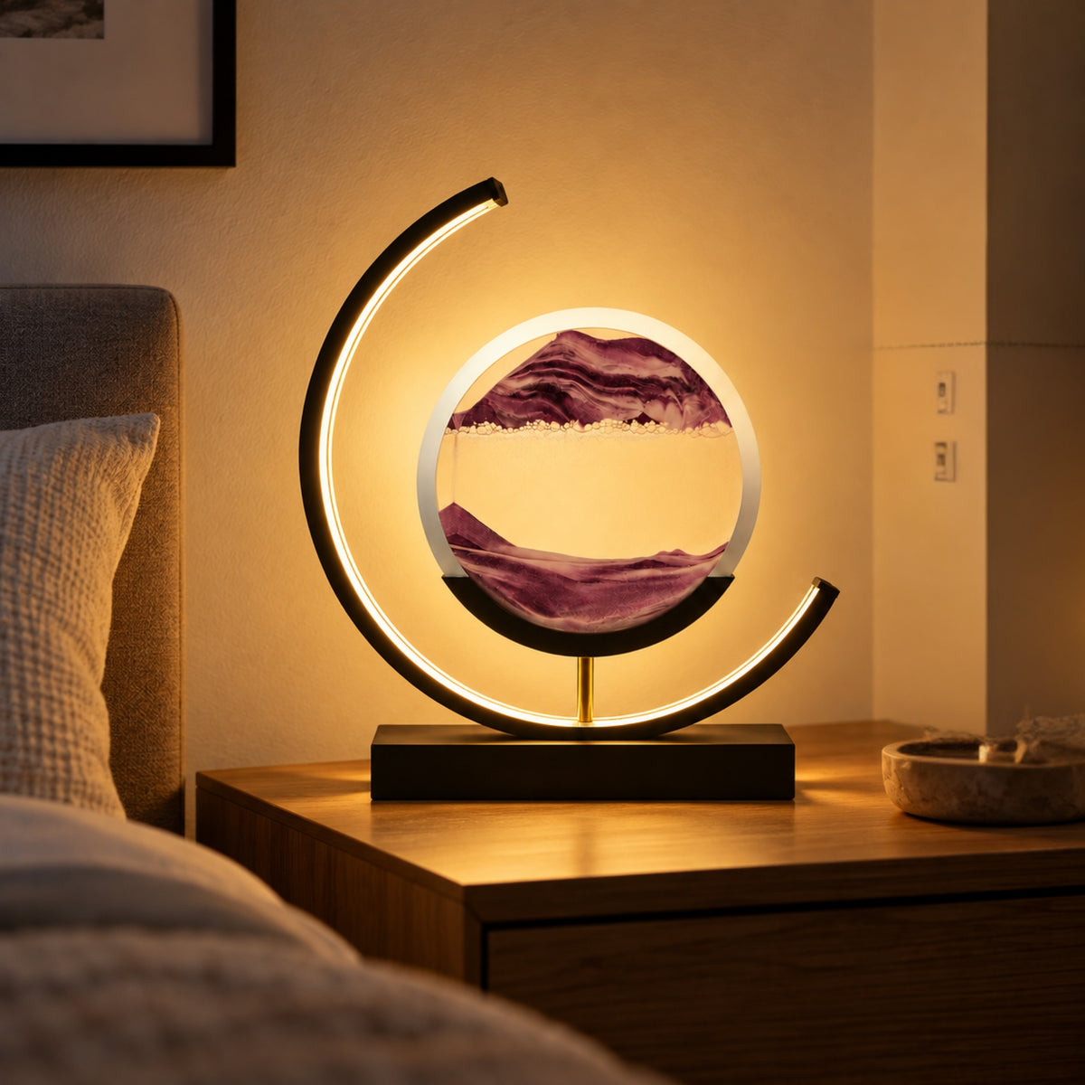 Tischlampe Duna - Sandkunst mit LED-Farbwechsel