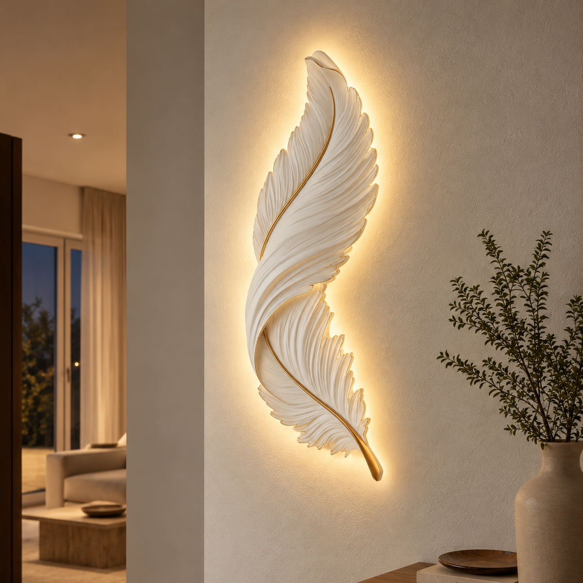 Wandleuchte Nemira - Federkunst LED mit Fernbedienung
