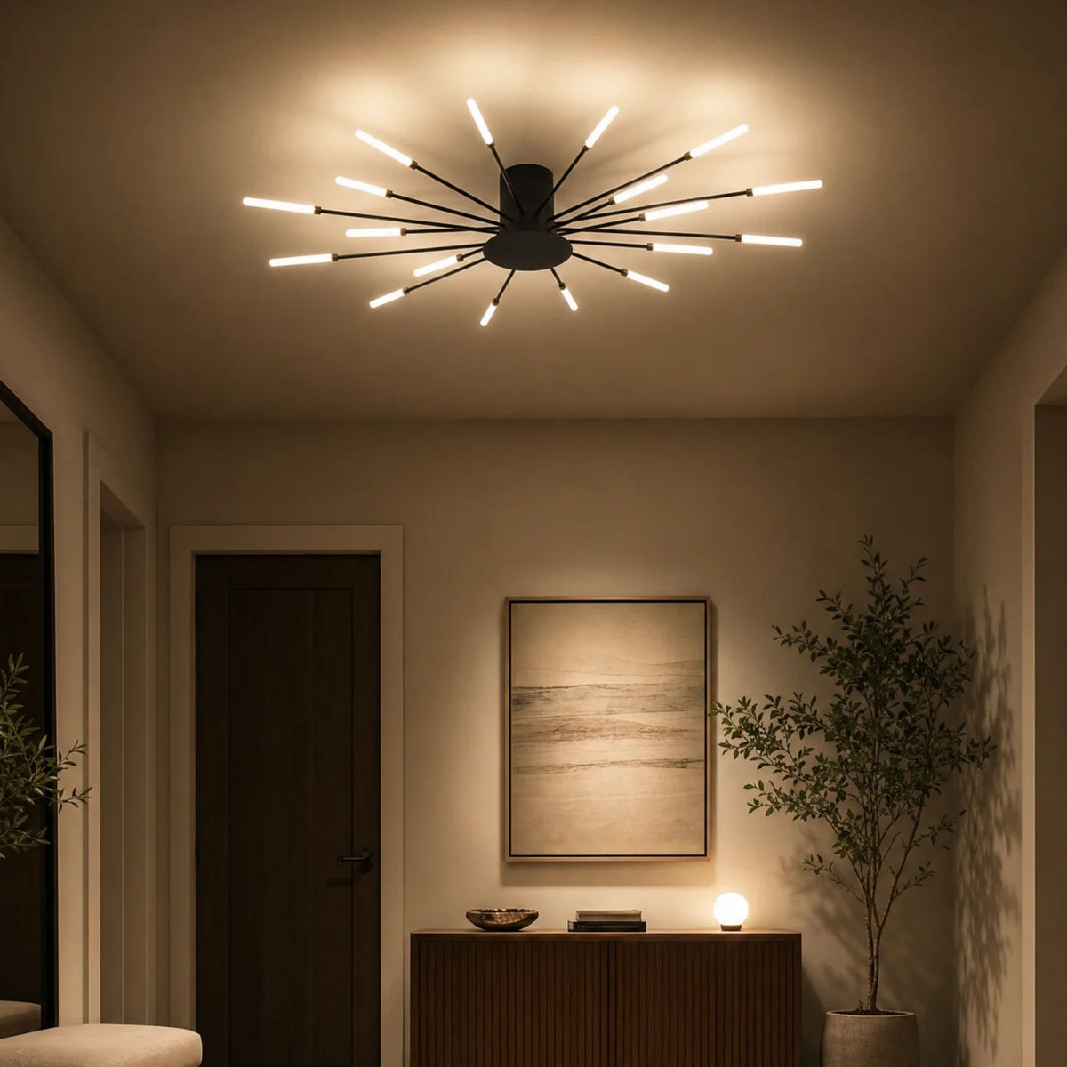 Deckenleuchte Corvus - Sputnik-Design mit linearen LED-Röhren