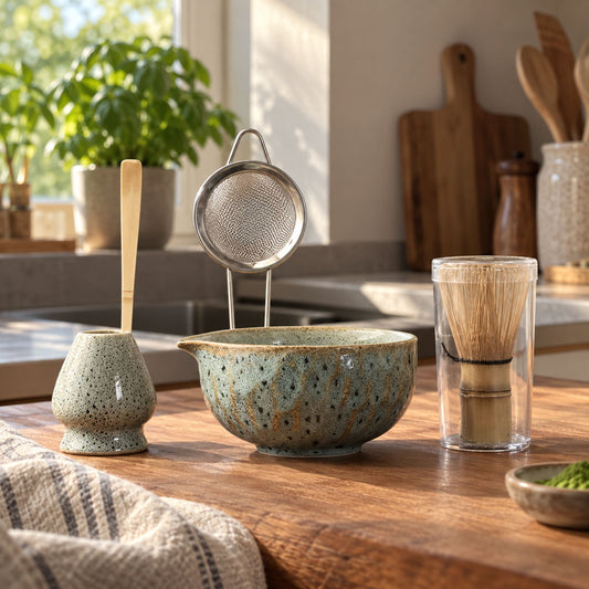 Matcha-Set Mirei - Handgefertigtes Japanisches Teeservice mit Bambuszubehör