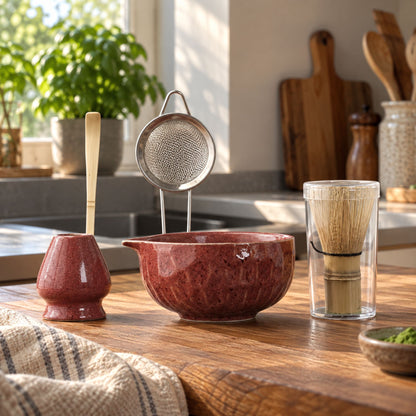 Matcha-Set Mirei - Handgefertigtes Japanisches Teeservice mit Bambuszubehör