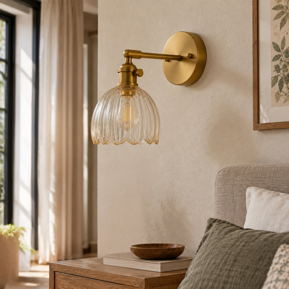 Wandleuchte Retra - Vintage-Design mit geripptem Glas