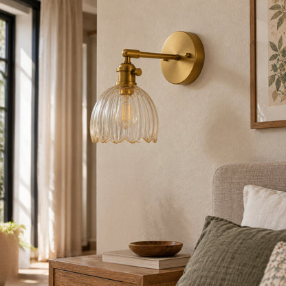 Wandleuchte Retra - Vintage-Design mit geripptem Glas