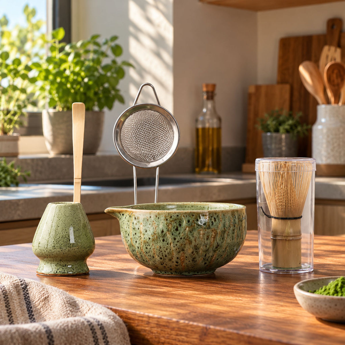 Matcha-Set Mirei - Handgefertigtes Japanisches Teeservice mit Bambuszubehör
