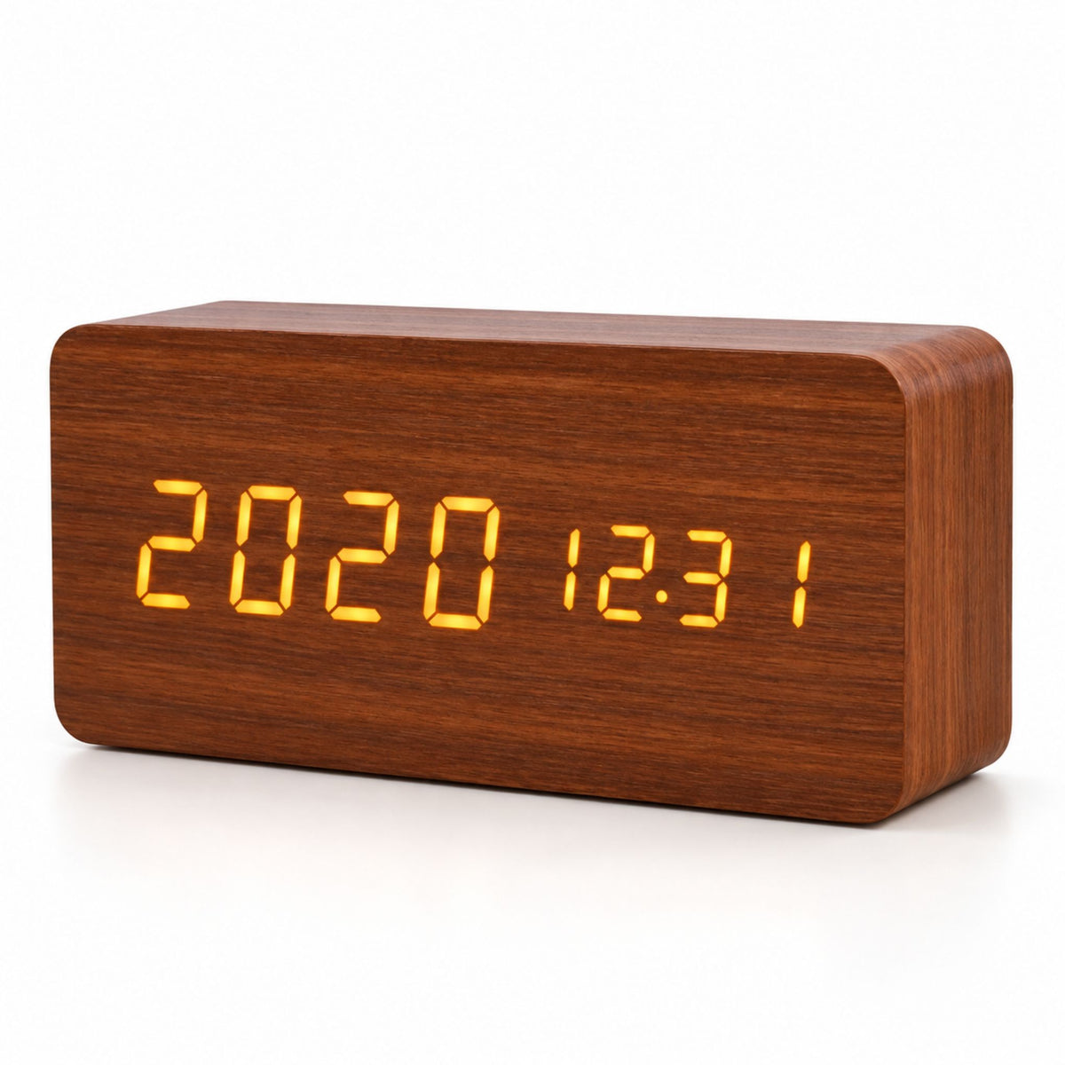 LED-Holzuhr Solmi - Sprachgesteuerte Holzuhr mit dimmbarer Anzeige