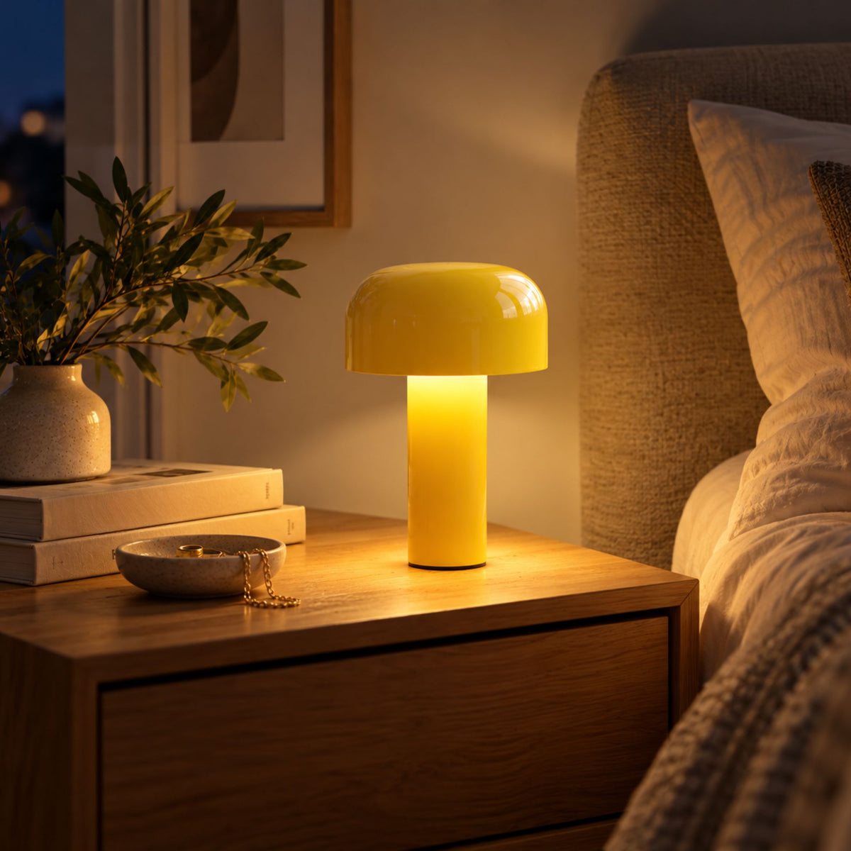 Tischlampe Morio - Kabellose Pilzleuchte aus Aluminium, dimmbar