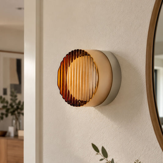 Wandleuchte Rondia - Runde LED-Wandleuchte mit Strukturglas