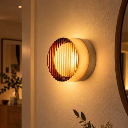 Wandleuchte Rondia - Runde LED-Wandleuchte mit Strukturglas