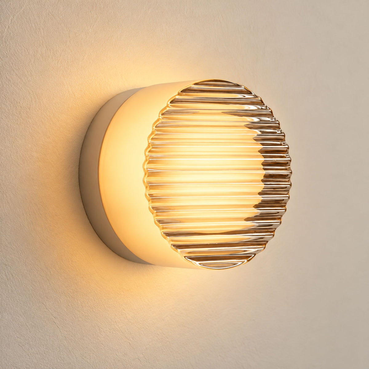 Wandleuchte Rondia - Runde LED-Wandleuchte mit Strukturglas