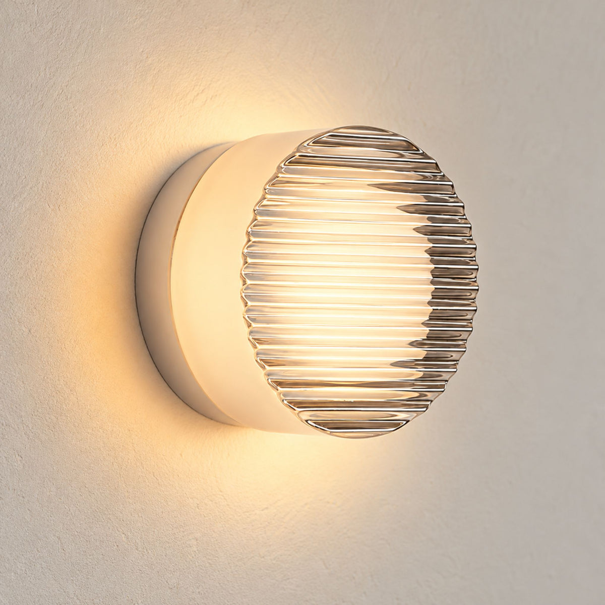 Wandleuchte Rondia - Runde LED-Wandleuchte mit Strukturglas