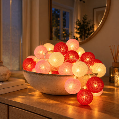 LED Lichterkette Cottira - Kuschelige Baumwollkugeln in 9 Farben