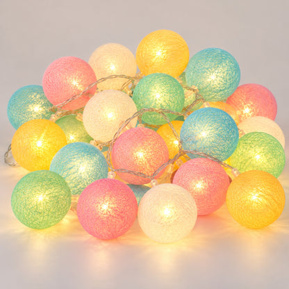LED Lichterkette Cottira - Kuschelige Baumwollkugeln in 9 Farben