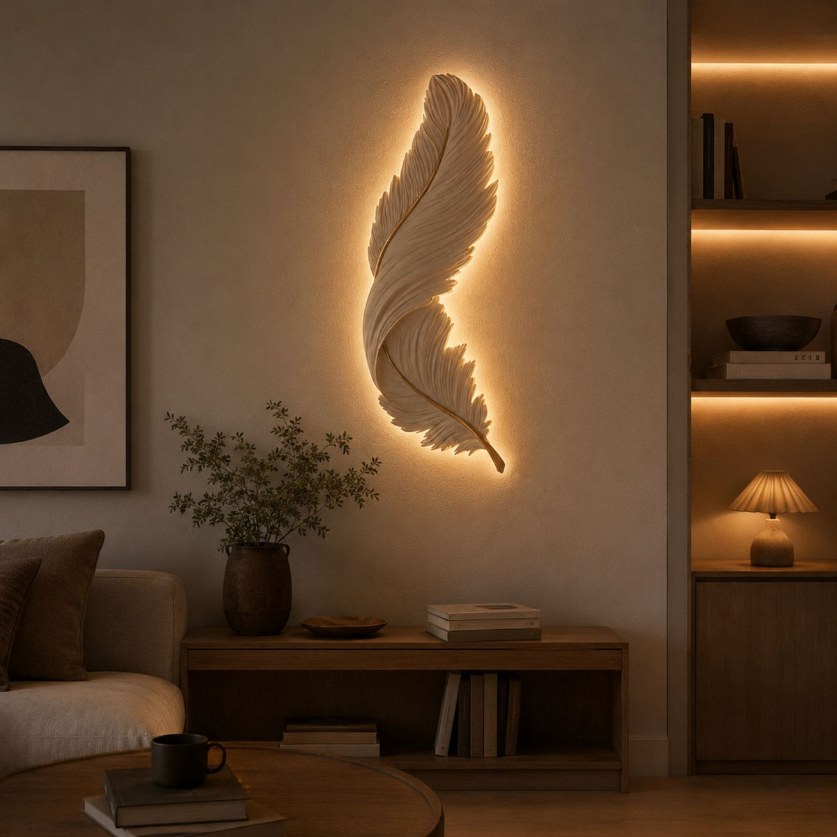 Wandleuchte Nemira - Federkunst LED mit Fernbedienung