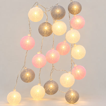LED Lichterkette Cottira - Kuschelige Baumwollkugeln in 9 Farben