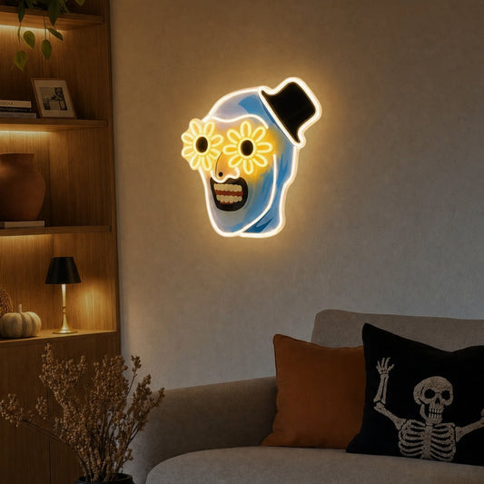 Wandleuchte Farin – Neon-Wanddeko mit Clown-Motiv