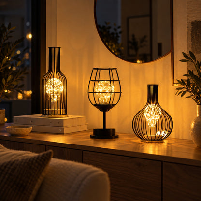 Tischlampe Lucera - Kabelloses 3-teiliges Lampenset mit skulpturalem Design