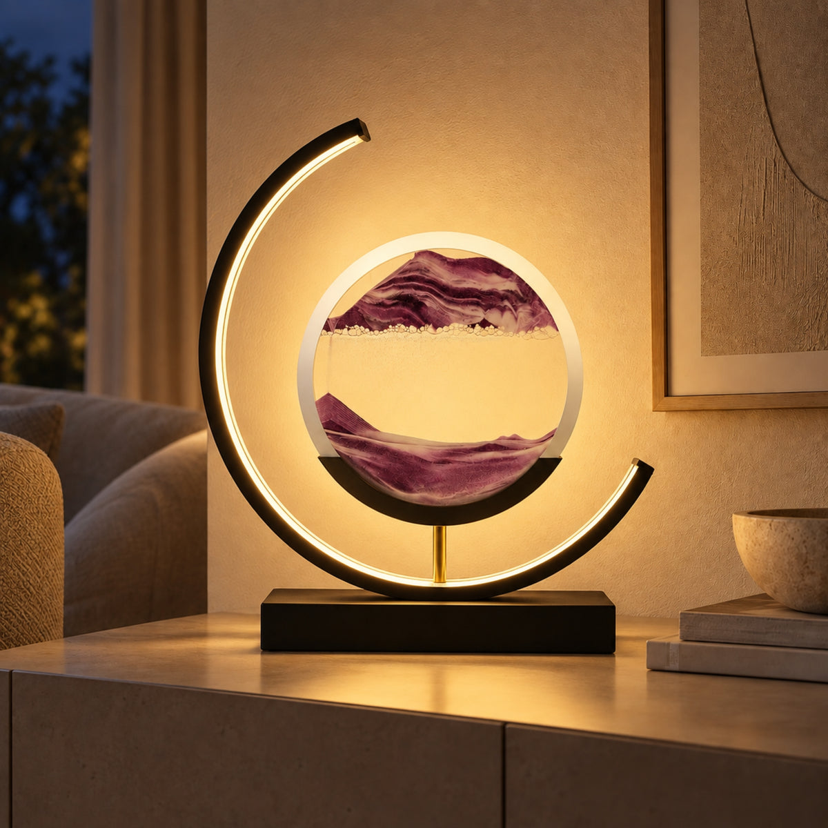 Tischlampe Duna - Sandkunst mit LED-Farbwechsel