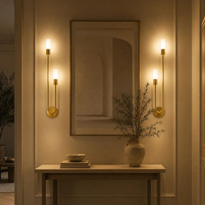 Wandleuchte Fendra - Doppelarm LED-Wandleuchte in Gold/Schwarz