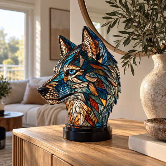 Tischlampe Fauna - Tierfigur mit Buntglas-Optik
