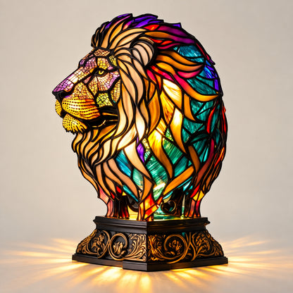 Tischlampe Fauna - Tierfigur mit Buntglas-Optik