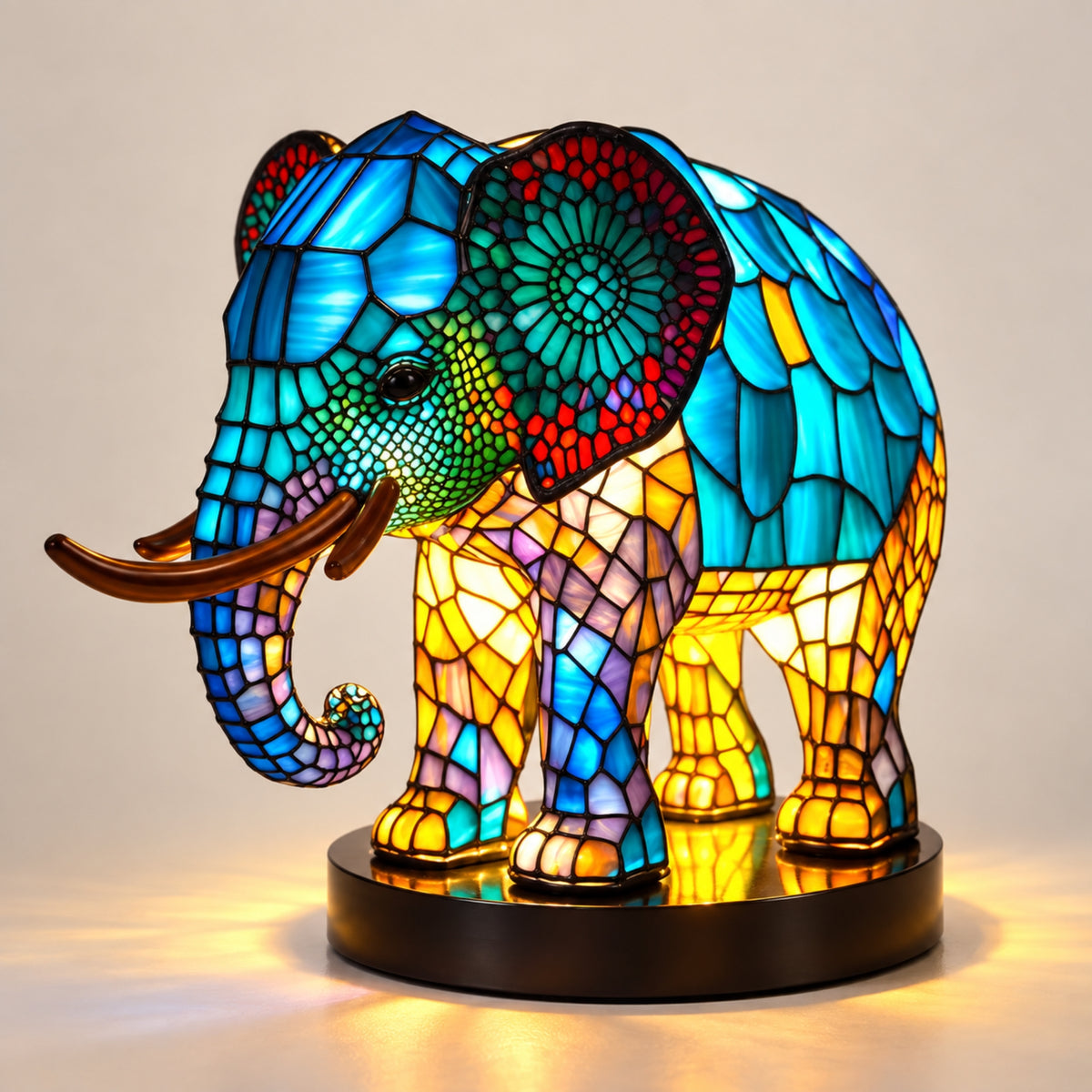 Tischlampe Fauna - Tierfigur mit Buntglas-Optik