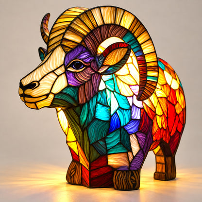 Tischlampe Fauna - Tierfigur mit Buntglas-Optik