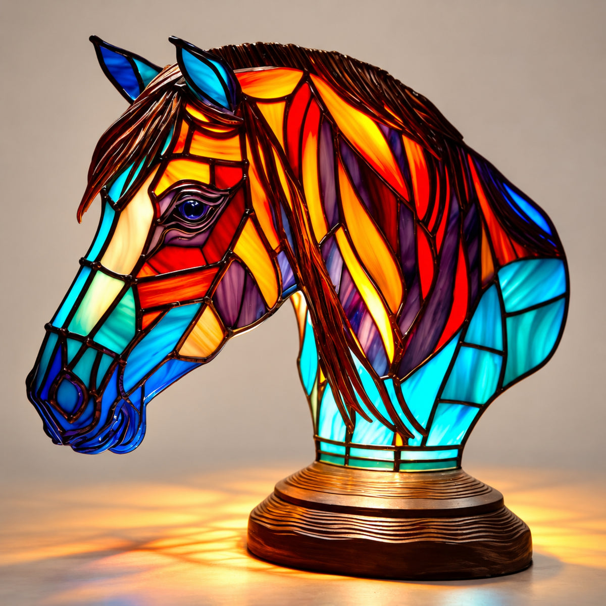 Tischlampe Fauna - Tierfigur mit Buntglas-Optik