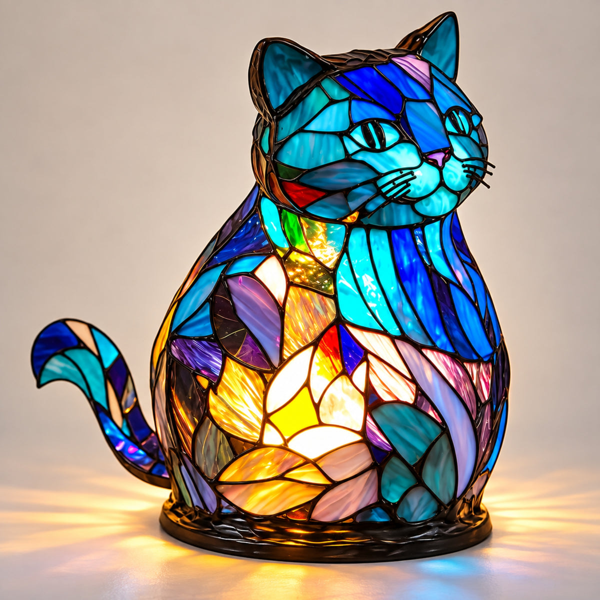 Tischlampe Fauna - Tierfigur mit Buntglas-Optik