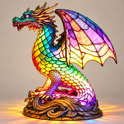 Tischlampe Fauna - Tierfigur mit Buntglas-Optik