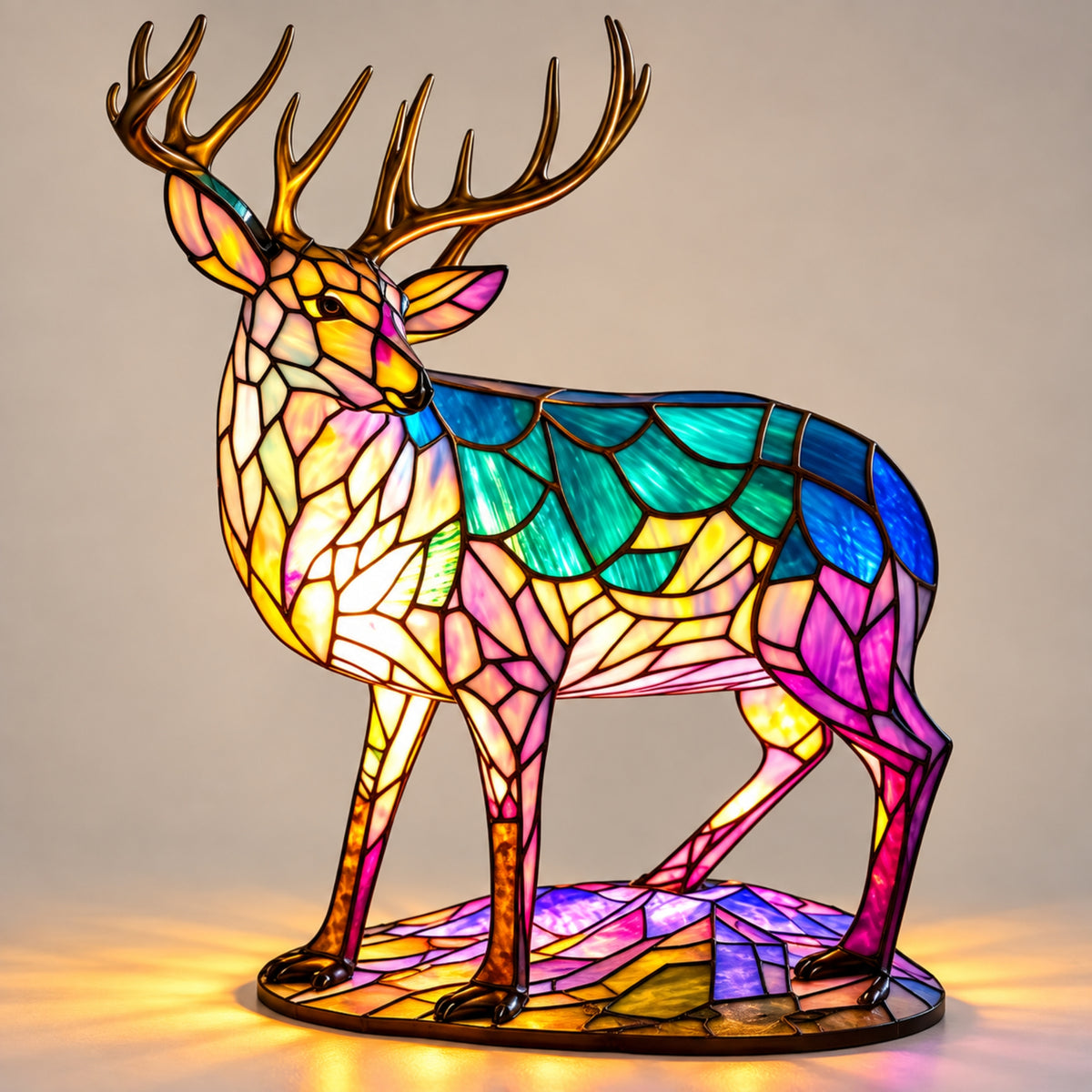 Tischlampe Fauna - Tierfigur mit Buntglas-Optik