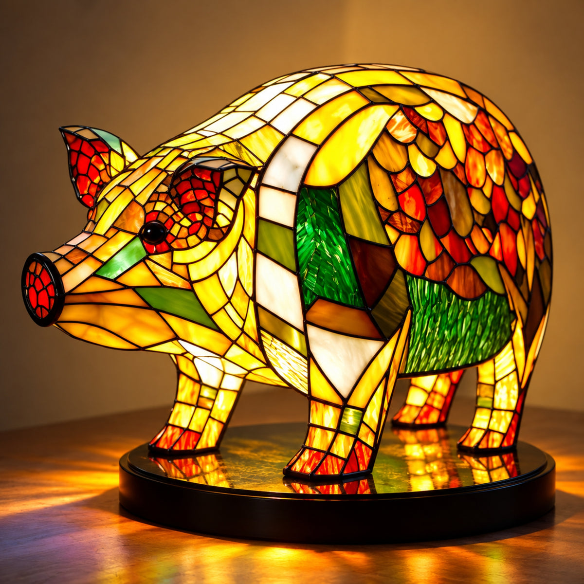 Tischlampe Fauna - Tierfigur mit Buntglas-Optik