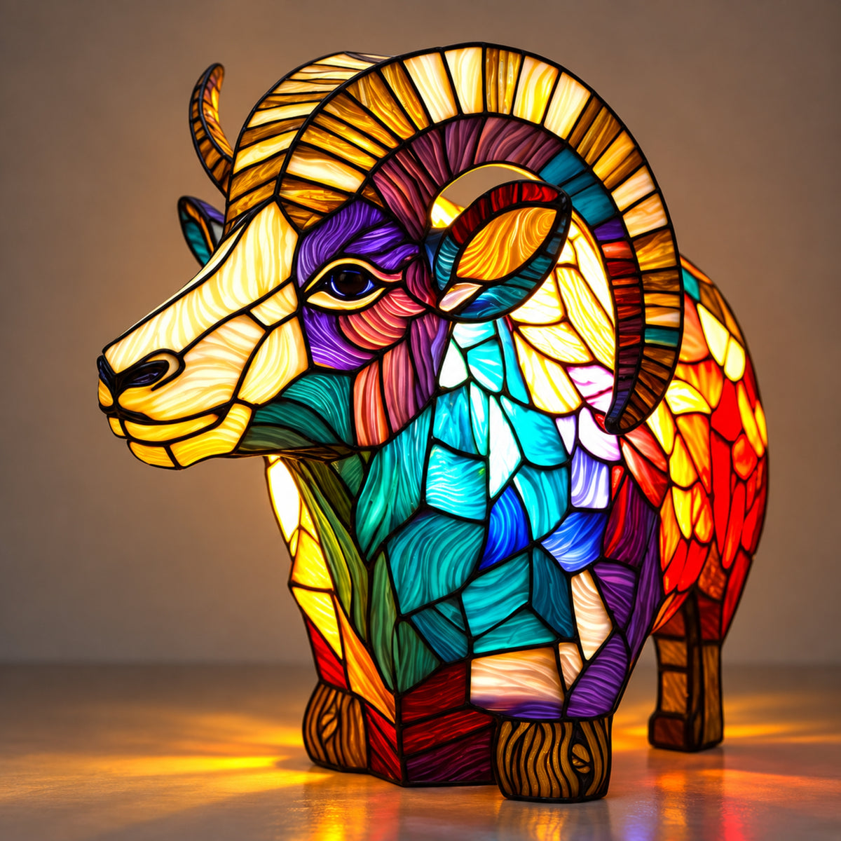 Tischlampe Fauna - Tierfigur mit Buntglas-Optik
