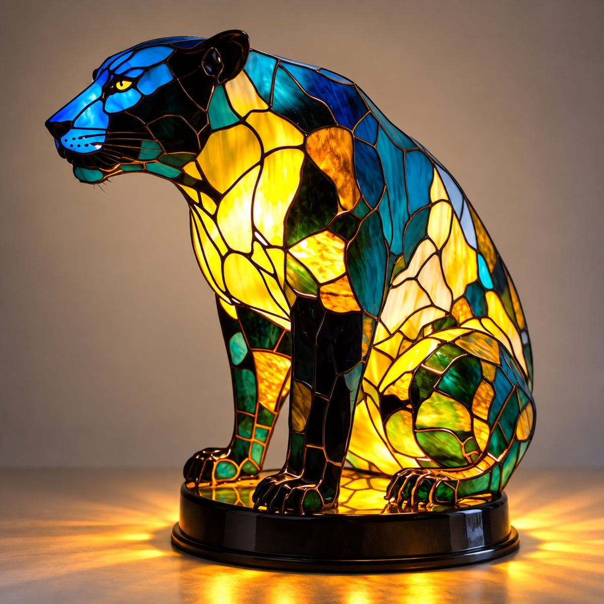 Tischlampe Fauna - Tierfigur mit Buntglas-Optik