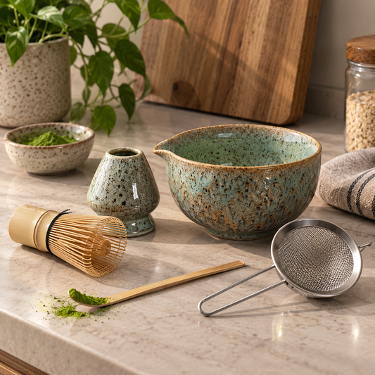 Matcha-Set Mirei - Handgefertigtes Japanisches Teeservice mit Bambuszubehör