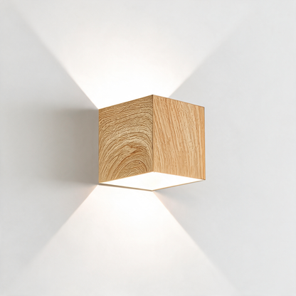LED Wandleuchte Holzoptik in Beige, Produktfoto
