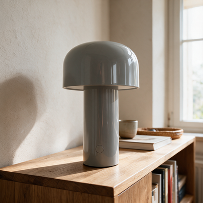 Tischlampe auf dem Sideboard bei Tageslicht
