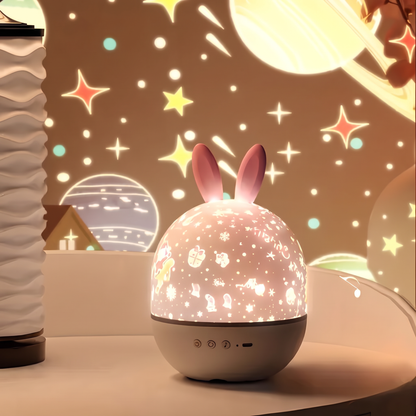 Sternenprojektor Hase projiziert Sterne und Planeten an die Wand
