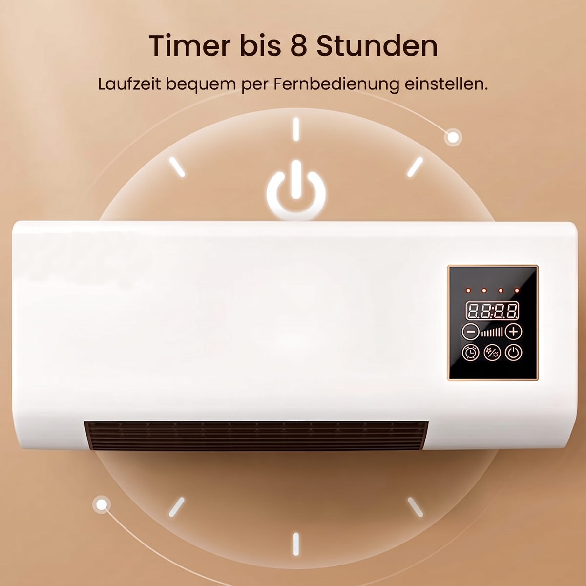 Timer bis 8 Stunden einstellbar per Fernbedienung