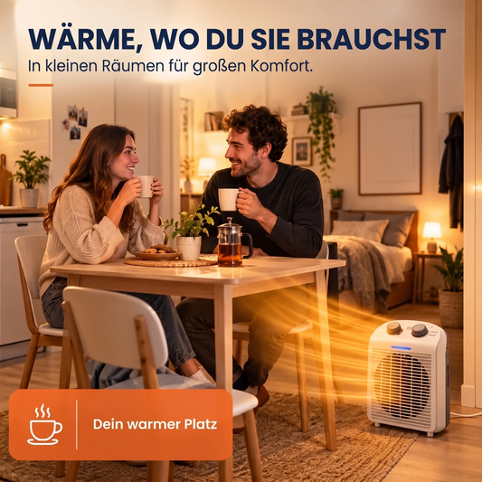 Heizlüfter Calor wärmt kleine Räume am Esstisch